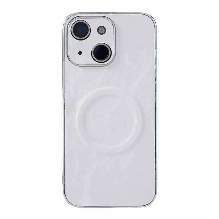 For iPhone 15 Electroplating PC Snow Bark Texture MagSafe Phone Case