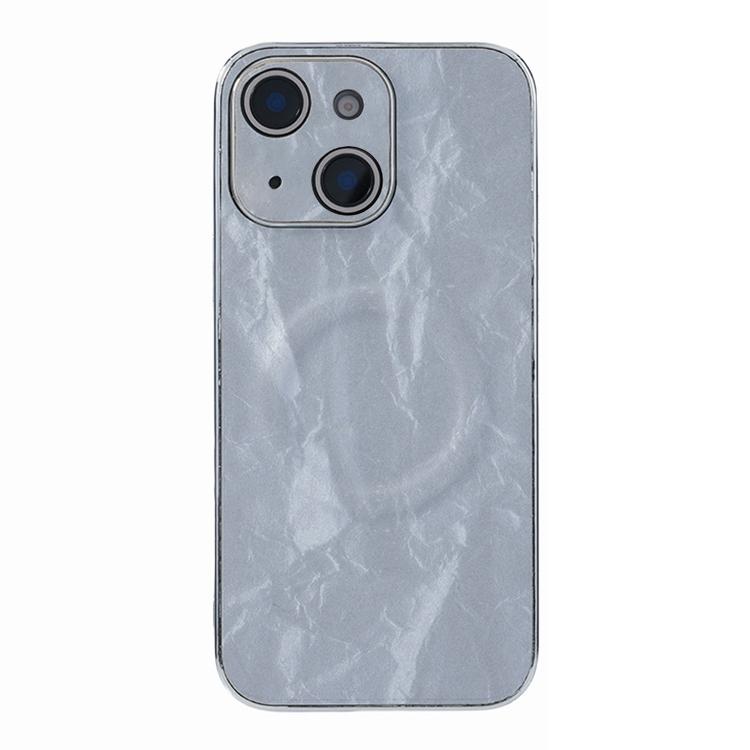 For iPhone 15 Electroplating PC Snow Bark Texture MagSafe Phone Case