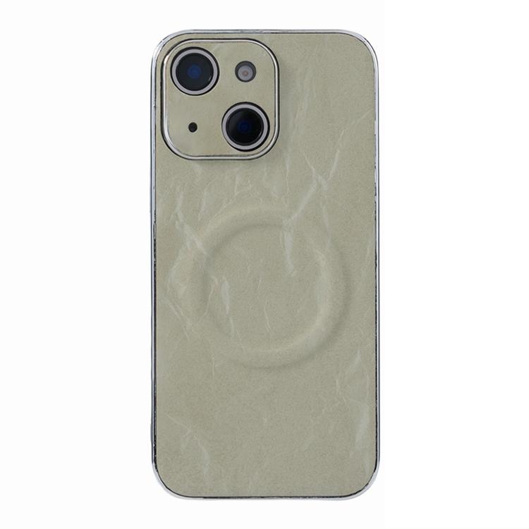 For iPhone 15 Electroplating PC Snow Bark Texture MagSafe Phone Case