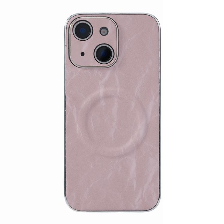 For iPhone 14 Electroplating PC Snow Bark Texture MagSafe Phone Case