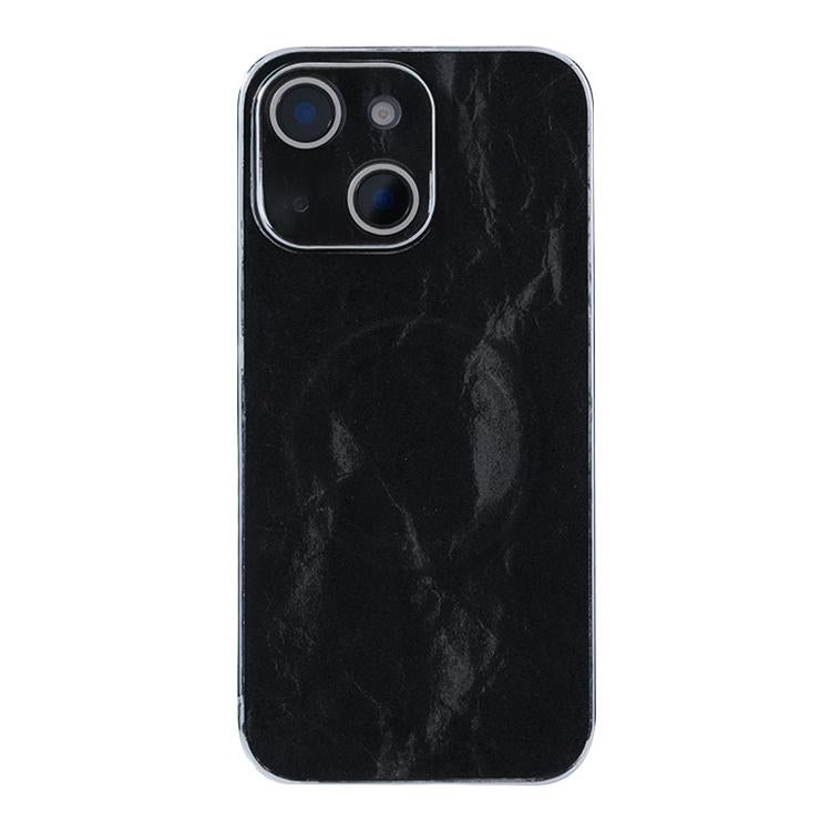 For iPhone 14 Electroplating PC Snow Bark Texture MagSafe Phone Case