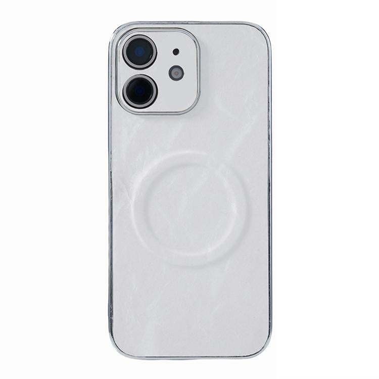 For iPhone 12 Electroplating PC Snow Bark Texture MagSafe Phone Case
