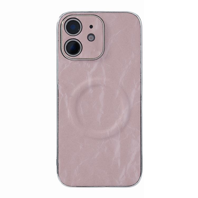 For iPhone 12 Electroplating PC Snow Bark Texture MagSafe Phone Case