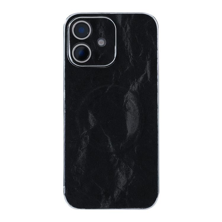 For iPhone 12 Electroplating PC Snow Bark Texture MagSafe Phone Case