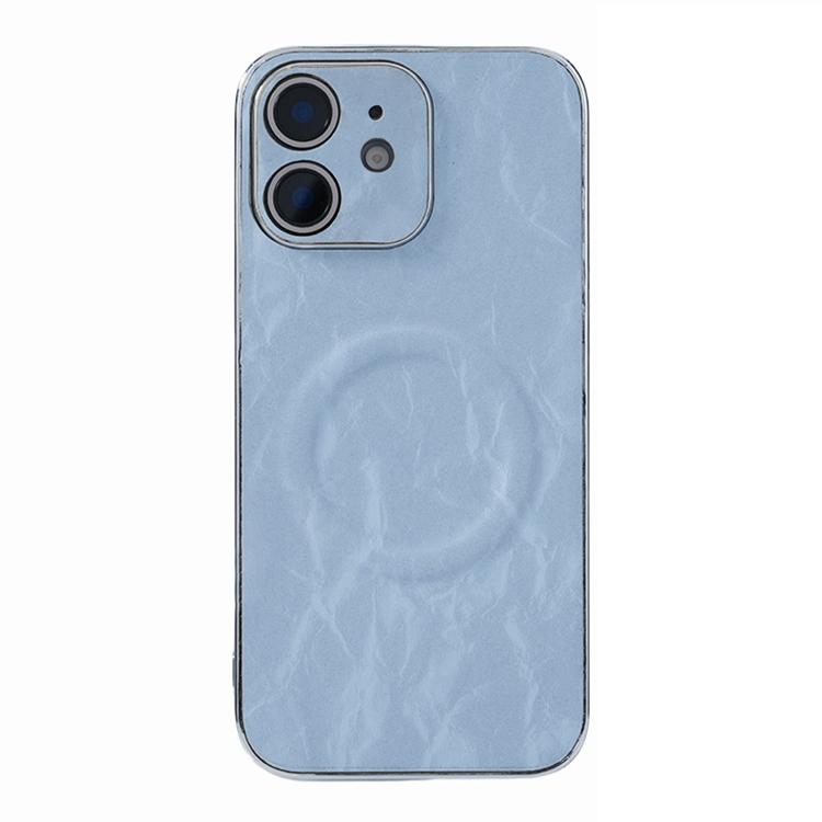 For iPhone 12 Electroplating PC Snow Bark Texture MagSafe Phone Case