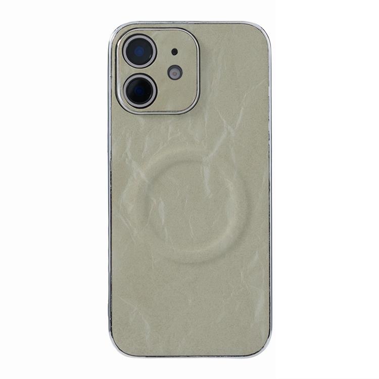 For iPhone 12 Electroplating PC Snow Bark Texture MagSafe Phone Case