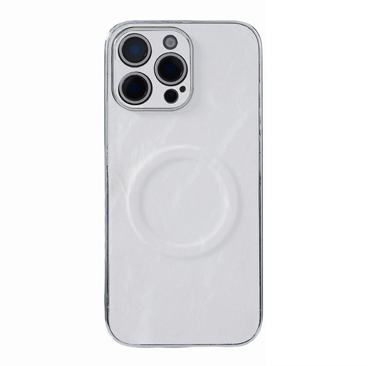 For iPhone 12 Pro Max Electroplating PC Snow Bark Texture MagSafe Phone Case