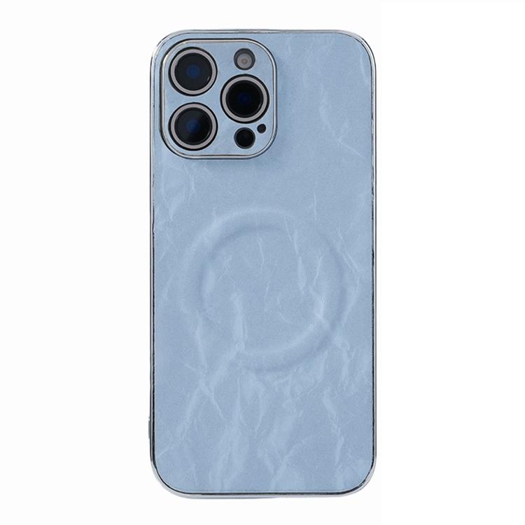 For iPhone 12 Pro Max Electroplating PC Snow Bark Texture MagSafe Phone Case