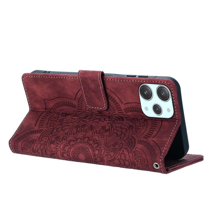 For Xiaomi Poco M6 Pro 5G / Redmi 12 Mandala Embossed Retro Frosted Leather Phone Case