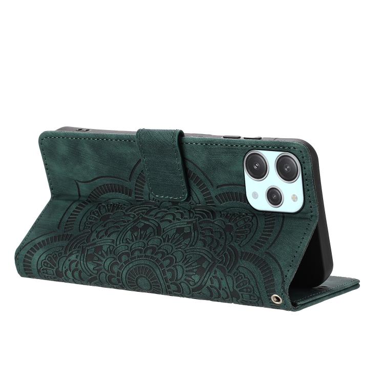 For Xiaomi Poco M6 Pro 5G / Redmi 12 Mandala Embossed Retro Frosted Leather Phone Case