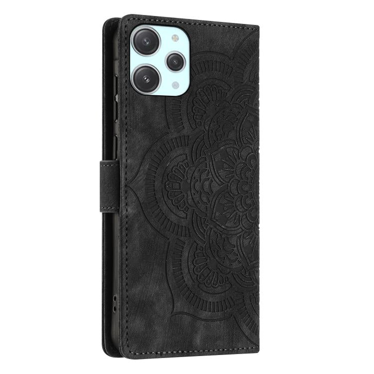 For Xiaomi Poco M6 Pro 5G / Redmi 12 Mandala Embossed Retro Frosted Leather Phone Case