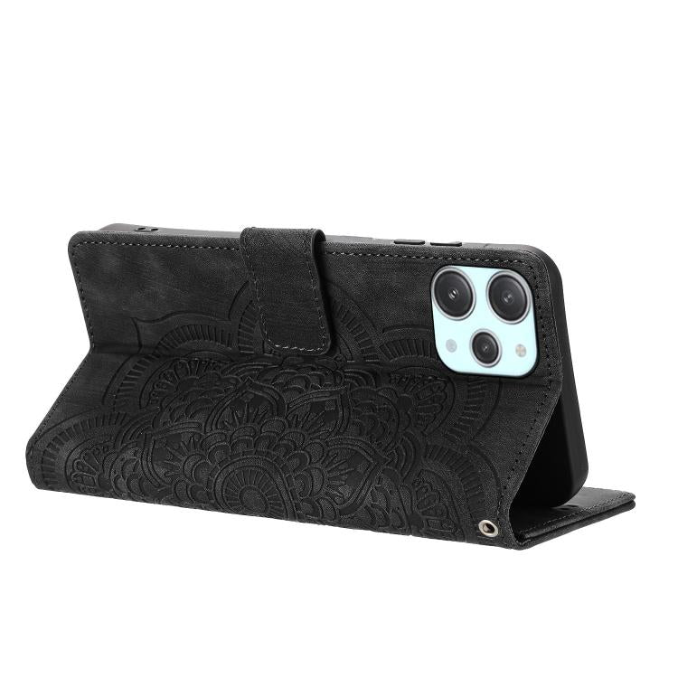 For Xiaomi Poco M6 Pro 5G / Redmi 12 Mandala Embossed Retro Frosted Leather Phone Case