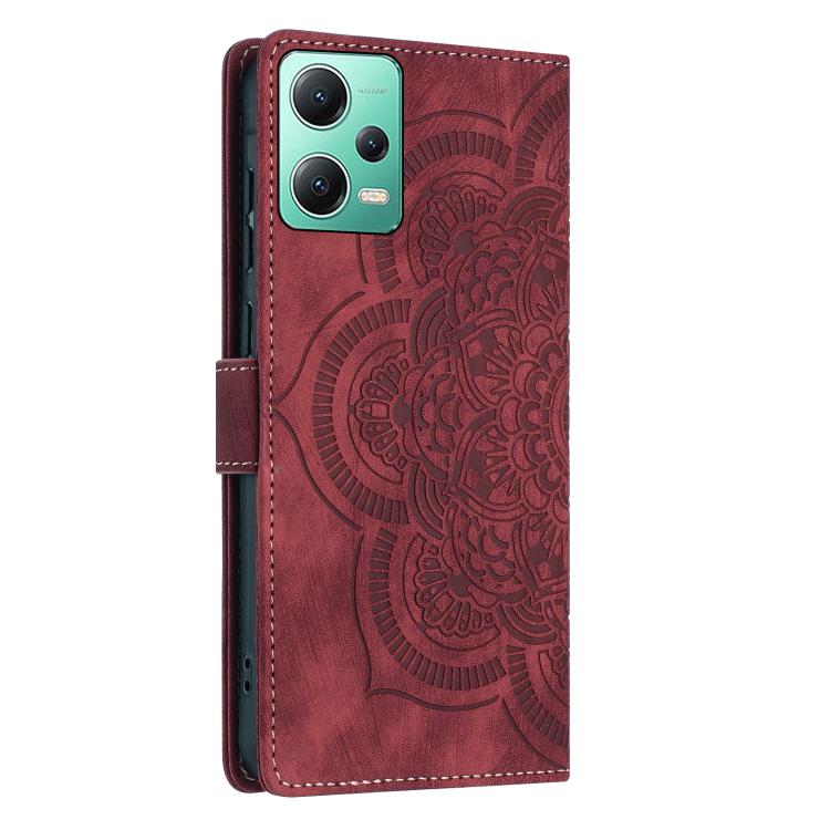 For Xiaomi Poco X5 / Redmi Note 12 5G Mandala Embossed Retro Frosted Leather Phone Case