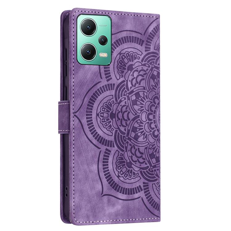 For Xiaomi Poco X5 / Redmi Note 12 5G Mandala Embossed Retro Frosted Leather Phone Case