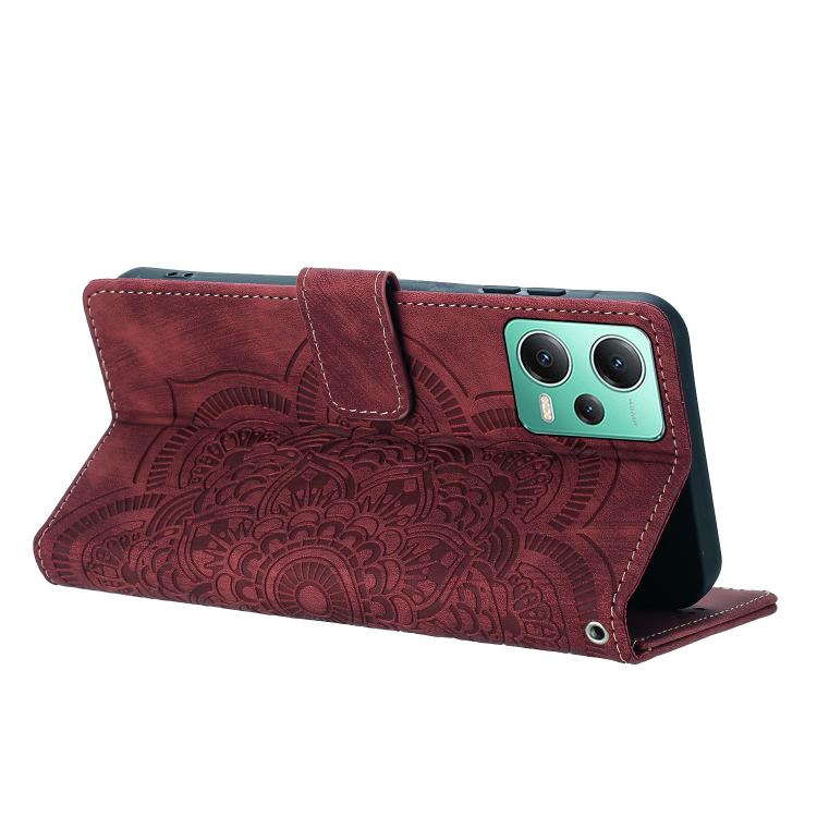 For Xiaomi Poco X5 Pro Mandala Embossed Retro Frosted Leather Phone Case