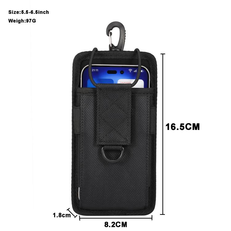 For 5.5-6.5 inch Oxford Fabric Waterproof Outdoor Phone Waist Bag - Black