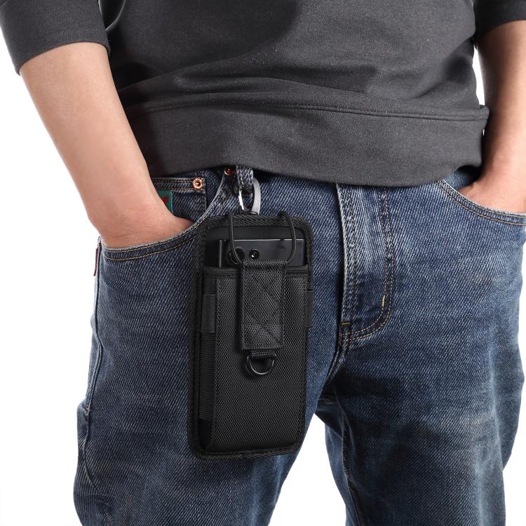 For 6.7-7.2 inch Oxford Fabric Waterproof Outdoor Phone Waist Bag - Black
