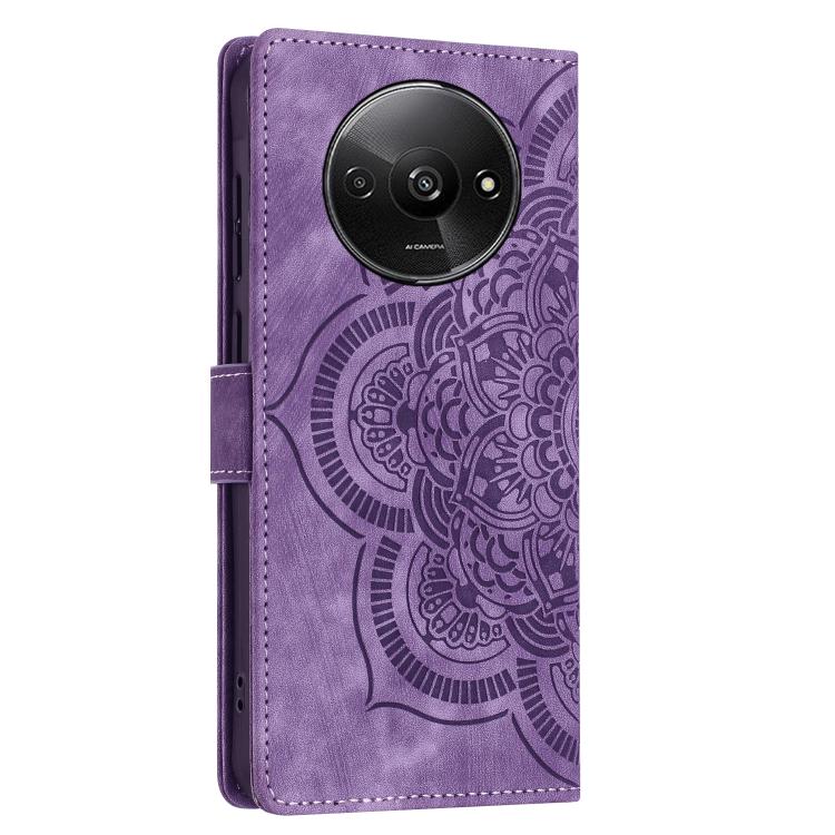 For Redmi A3 / Poco C61 4G Mandala Embossed Retro Frosted Leather Phone Case