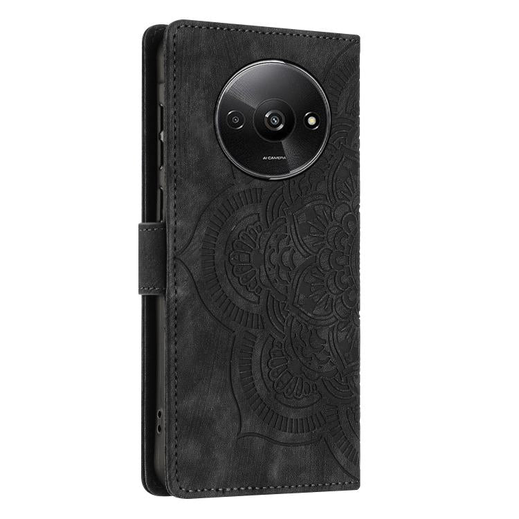 For Redmi A3 / Poco C61 4G Mandala Embossed Retro Frosted Leather Phone Case