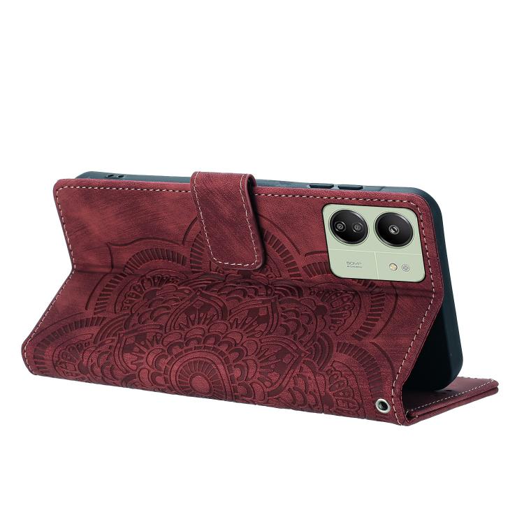 For Redmi 13C 4G / 5G Mandala Embossed Retro Frosted Leather Phone Case