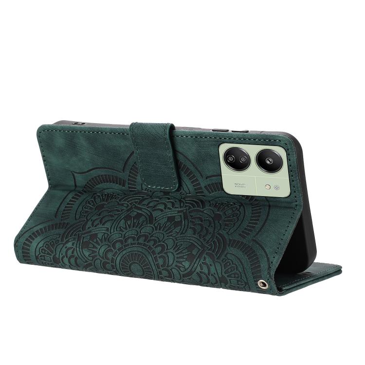 For Redmi 13C 4G / 5G Mandala Embossed Retro Frosted Leather Phone Case