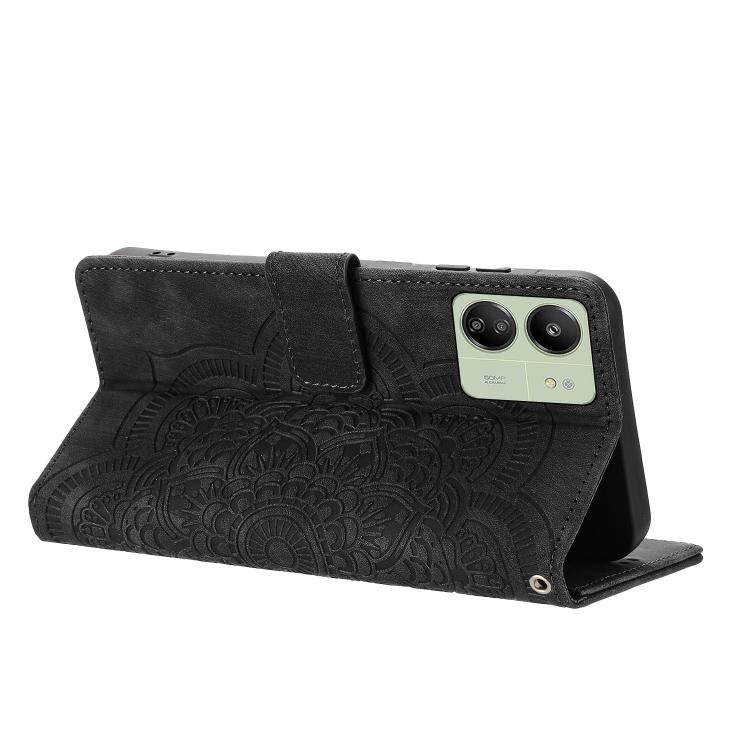 For Redmi 13C 4G / 5G Mandala Embossed Retro Frosted Leather Phone Case