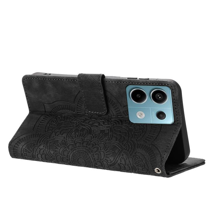 For Redmi Note 13 5G Mandala Embossed Retro Frosted Leather Phone Case