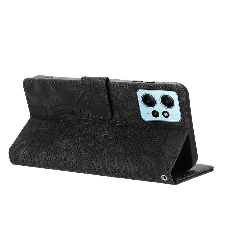 For Redmi Note 12 4G Mandala Embossed Retro Frosted Leather Phone Case