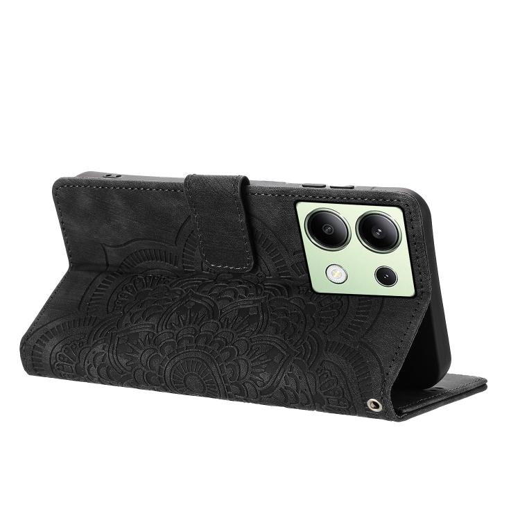 For Redmi Note 13 4G Mandala Embossed Retro Frosted Leather Phone Case
