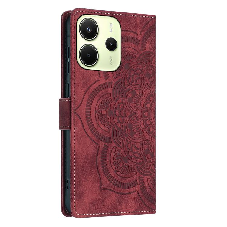 For Redmi Note 14 4G 164.84mm Mandala Embossed Retro Frosted Leather Phone Case