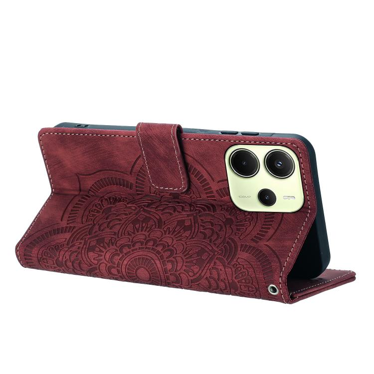 For Redmi Note 14 4G 164.84mm Mandala Embossed Retro Frosted Leather Phone Case