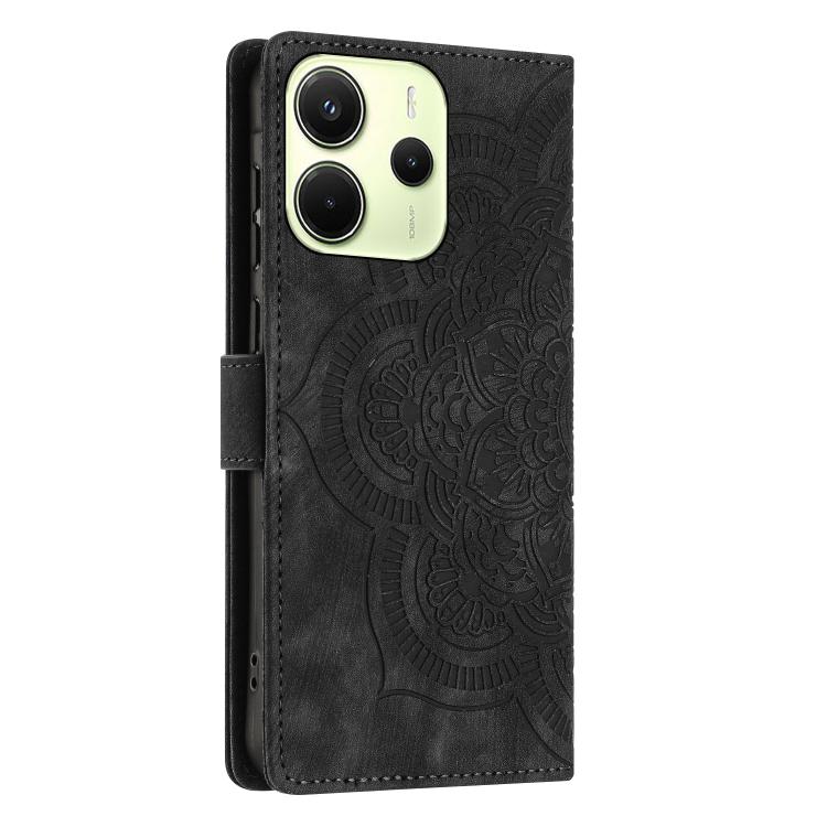 For Redmi Note 14 4G 164.84mm Mandala Embossed Retro Frosted Leather Phone Case