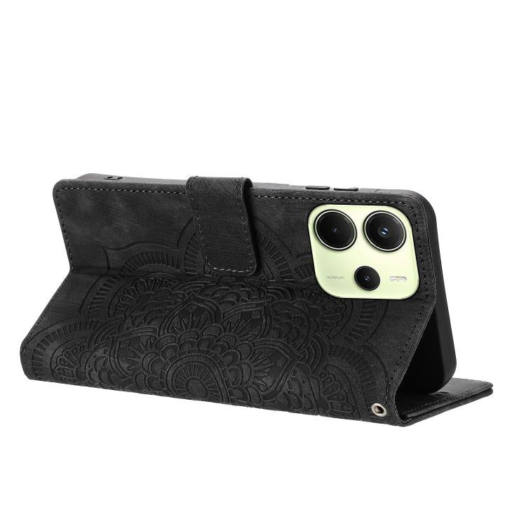 For Redmi Note 14 4G 164.84mm Mandala Embossed Retro Frosted Leather Phone Case