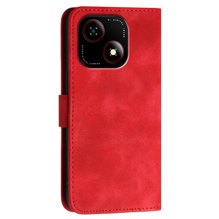 For ZTE Blade A35e 4G Grid Butterfly Embossed Pattern Leather Phone Case with Lanyard