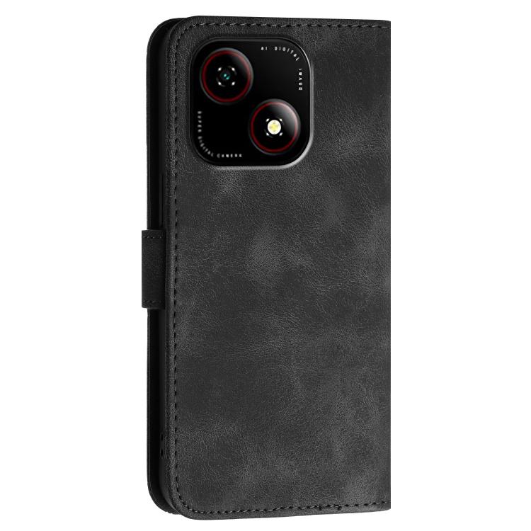 For ZTE Blade A35e 4G Grid Butterfly Embossed Pattern Leather Phone Case with Lanyard