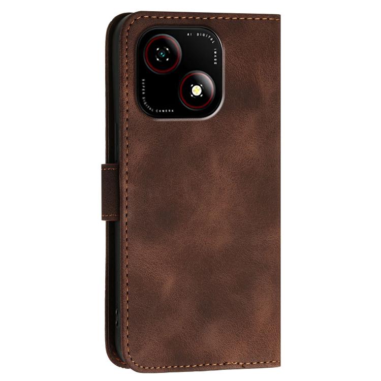 For ZTE Blade A35e 4G Grid Butterfly Embossed Pattern Leather Phone Case with Lanyard