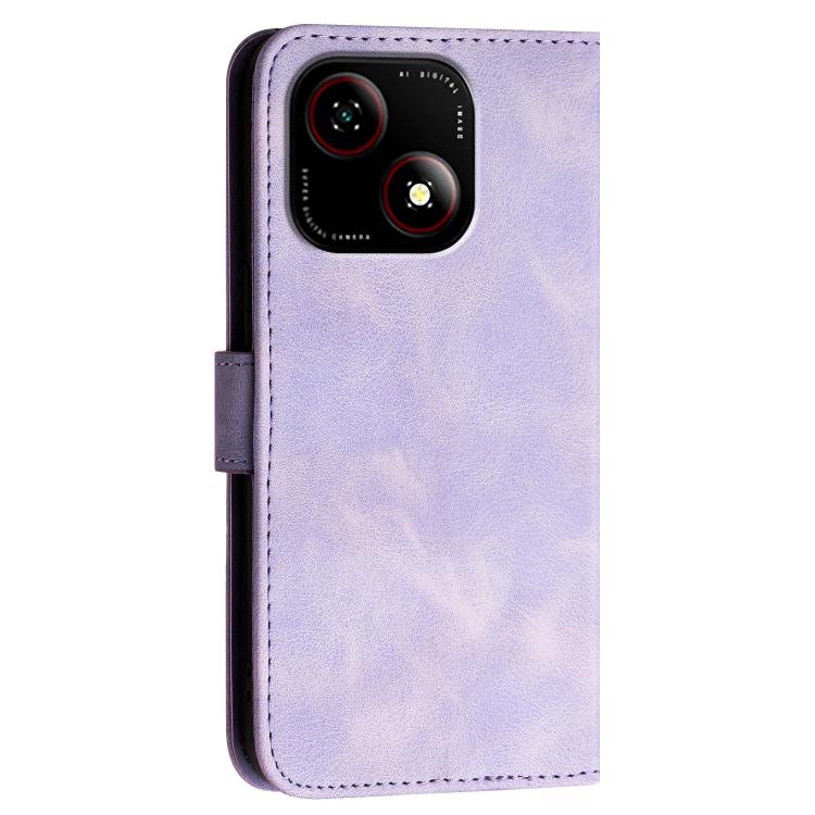For ZTE Blade A35e 4G Grid Butterfly Embossed Pattern Leather Phone Case with Lanyard