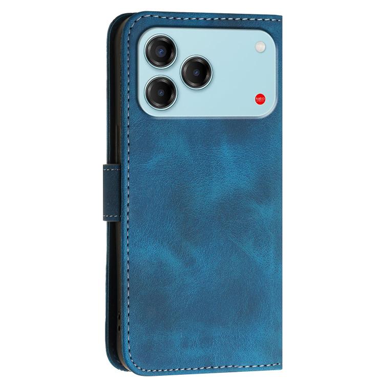 For ZTE Blade V80 Vita Grid Butterfly Embossed Pattern Leather Phone Case with Lanyard