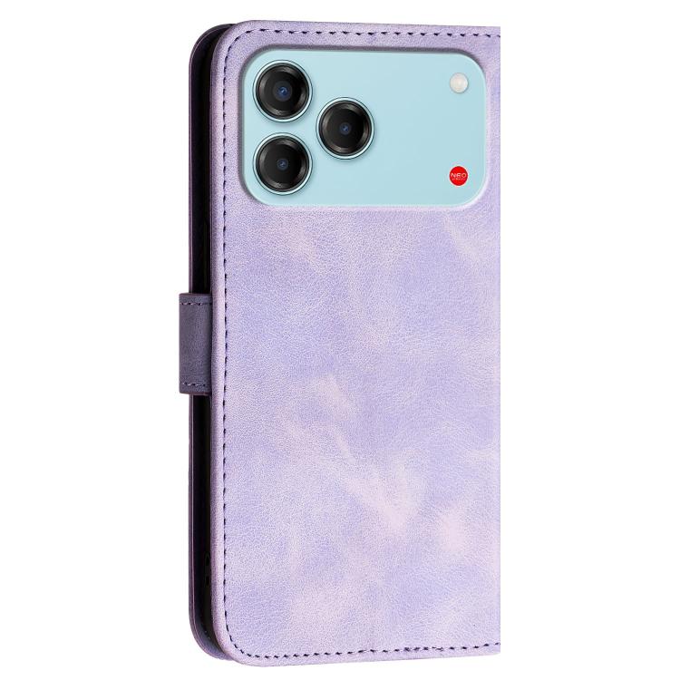 For ZTE Blade V80 Vita Grid Butterfly Embossed Pattern Leather Phone Case with Lanyard