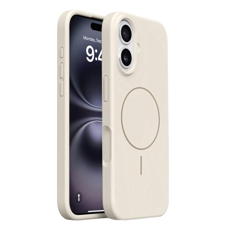 For iPhone 16 Integrated Button Liquid Silicone Phone MagSafe Case