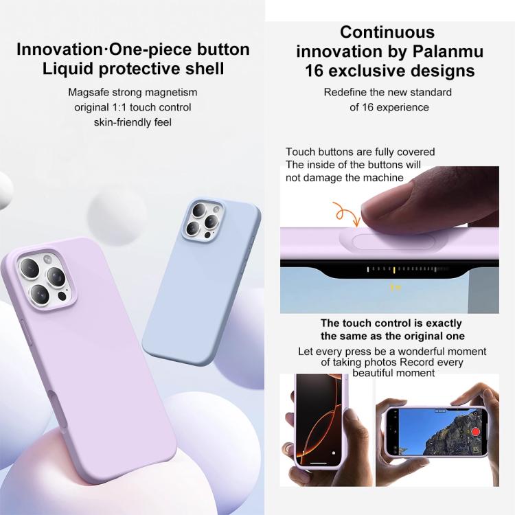 For iPhone 16 Integrated Button Liquid Silicone Phone MagSafe Case