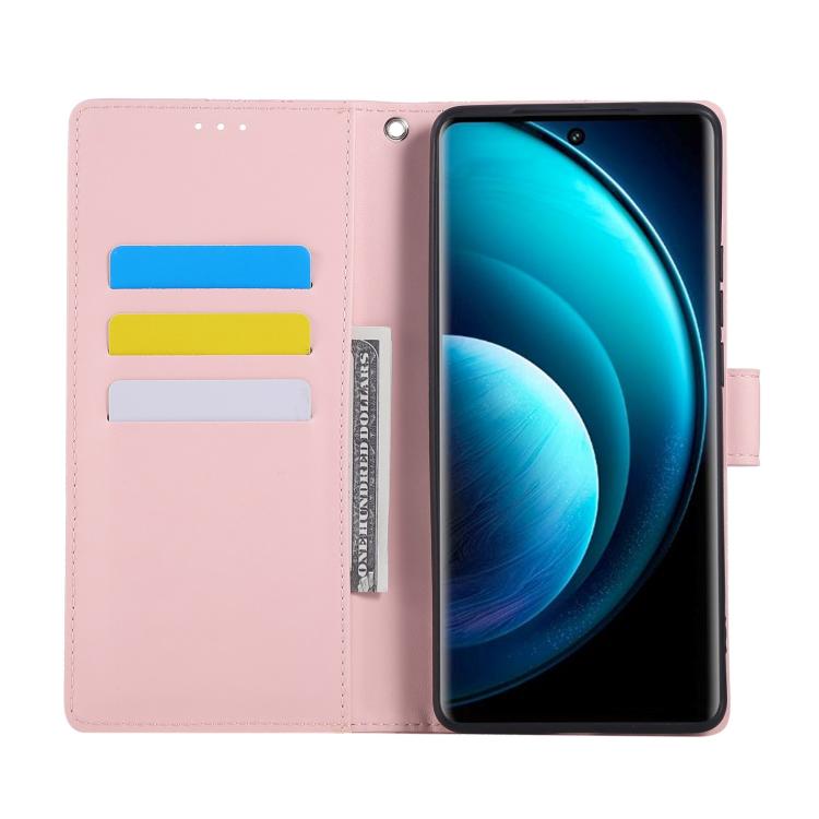 For vivo X100 Pro 5G / 100s Pro 5G Rose Flower Embossed 3-Card Slots Leather Phone Case