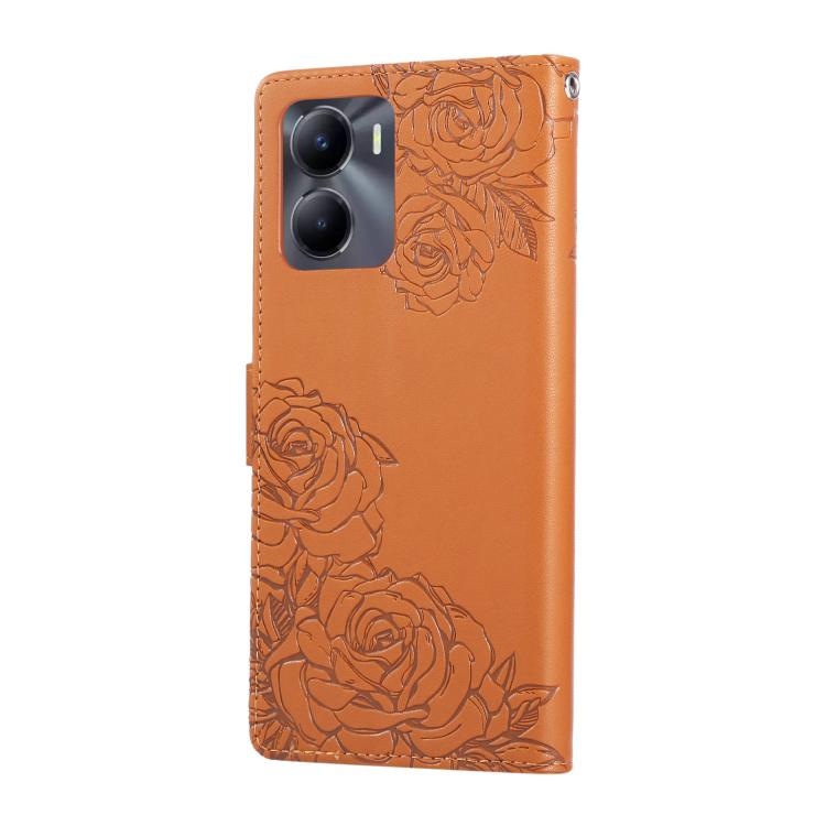For vivo Y56 5G Global Rose Flower Embossed 3-Card Slots Leather Phone Case