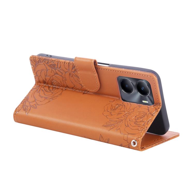 For vivo Y56 5G Global Rose Flower Embossed 3-Card Slots Leather Phone Case