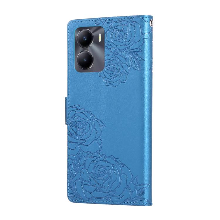 For vivo Y56 5G Global Rose Flower Embossed 3-Card Slots Leather Phone Case