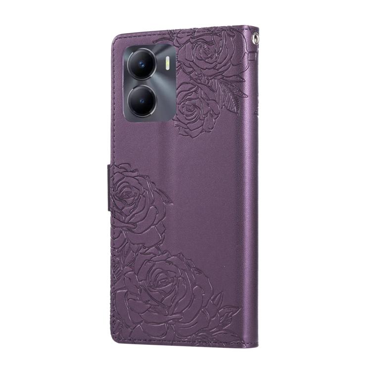 For vivo Y56 5G Global Rose Flower Embossed 3-Card Slots Leather Phone Case