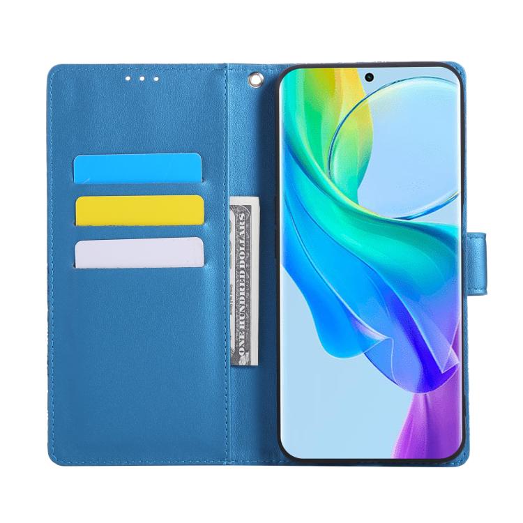 For vivo Y78 5G Global Rose Flower Embossed 3-Card Slots Leather Phone Case
