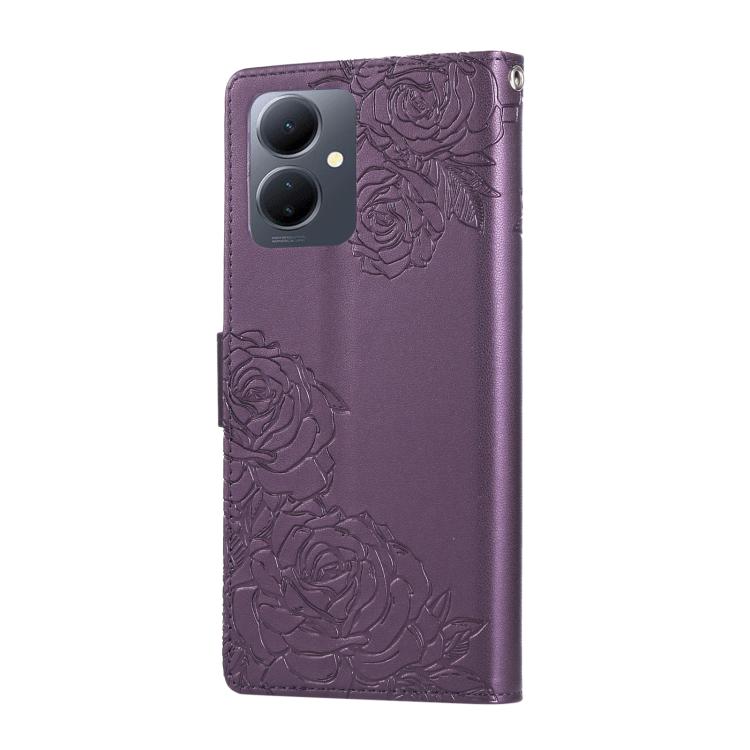 For vivo Y78 5G Global Rose Flower Embossed 3-Card Slots Leather Phone Case