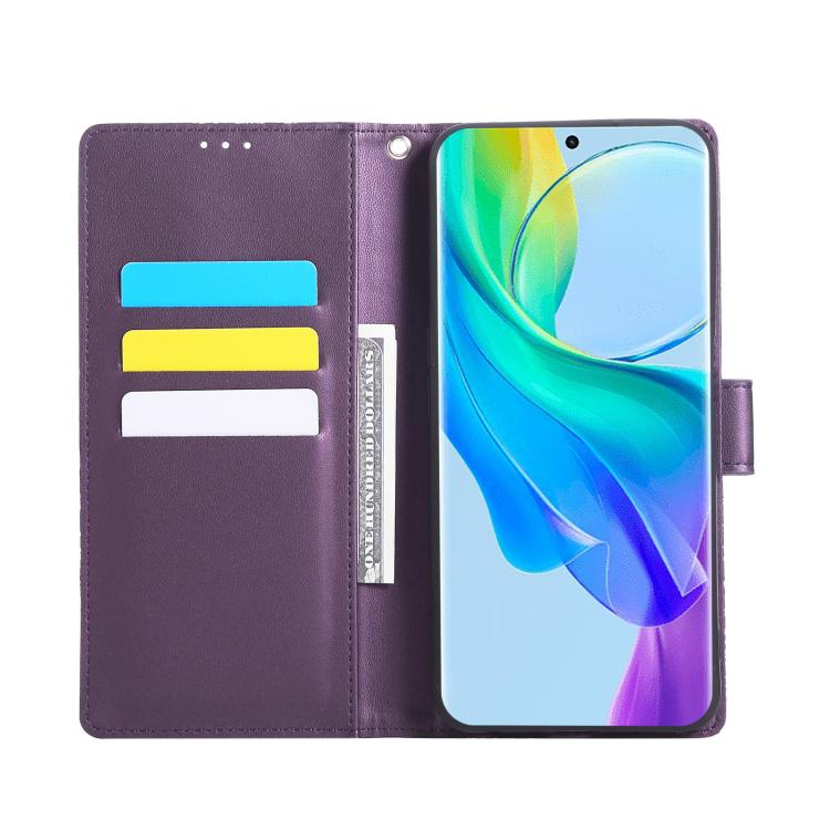 For vivo Y78 5G Global Rose Flower Embossed 3-Card Slots Leather Phone Case