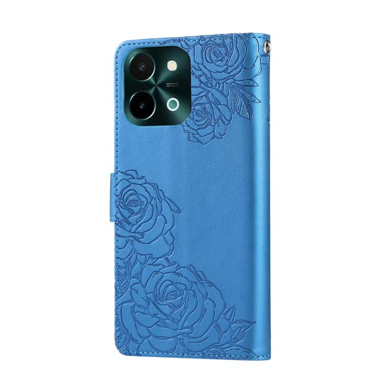 For vivo Y28 4G / Y37 Pro Rose Flower Embossed 3-Card Slots Leather Phone Case